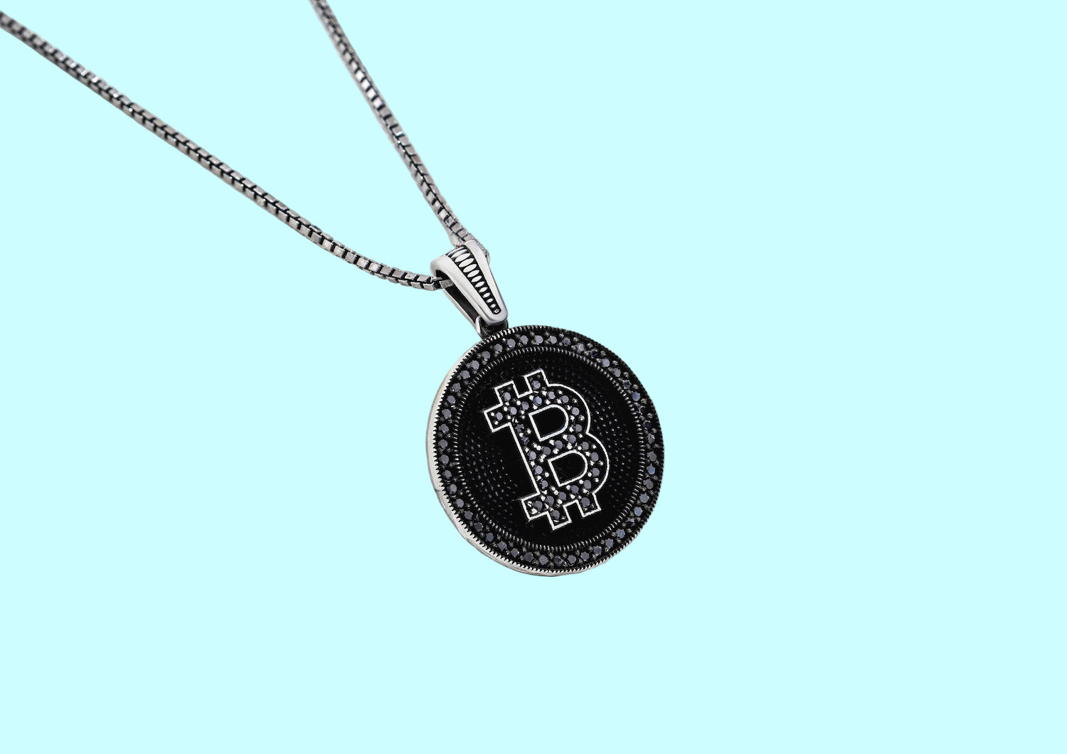 Black Iced Bitcoin Pendant