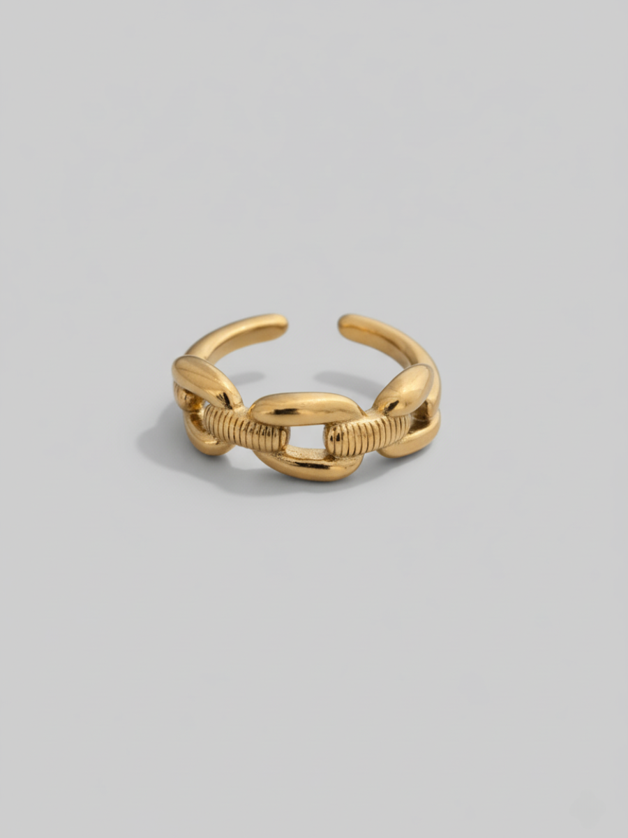 Chunky Adjustable Rose Gold Chain Linked Style Finger Ring