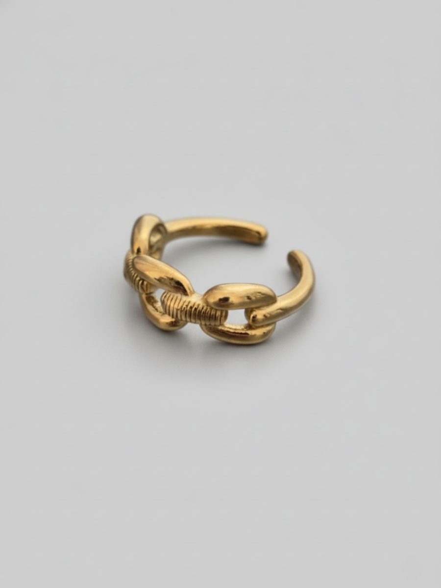 Chunky Adjustable Rose Gold Chain Linked Style Finger Ring