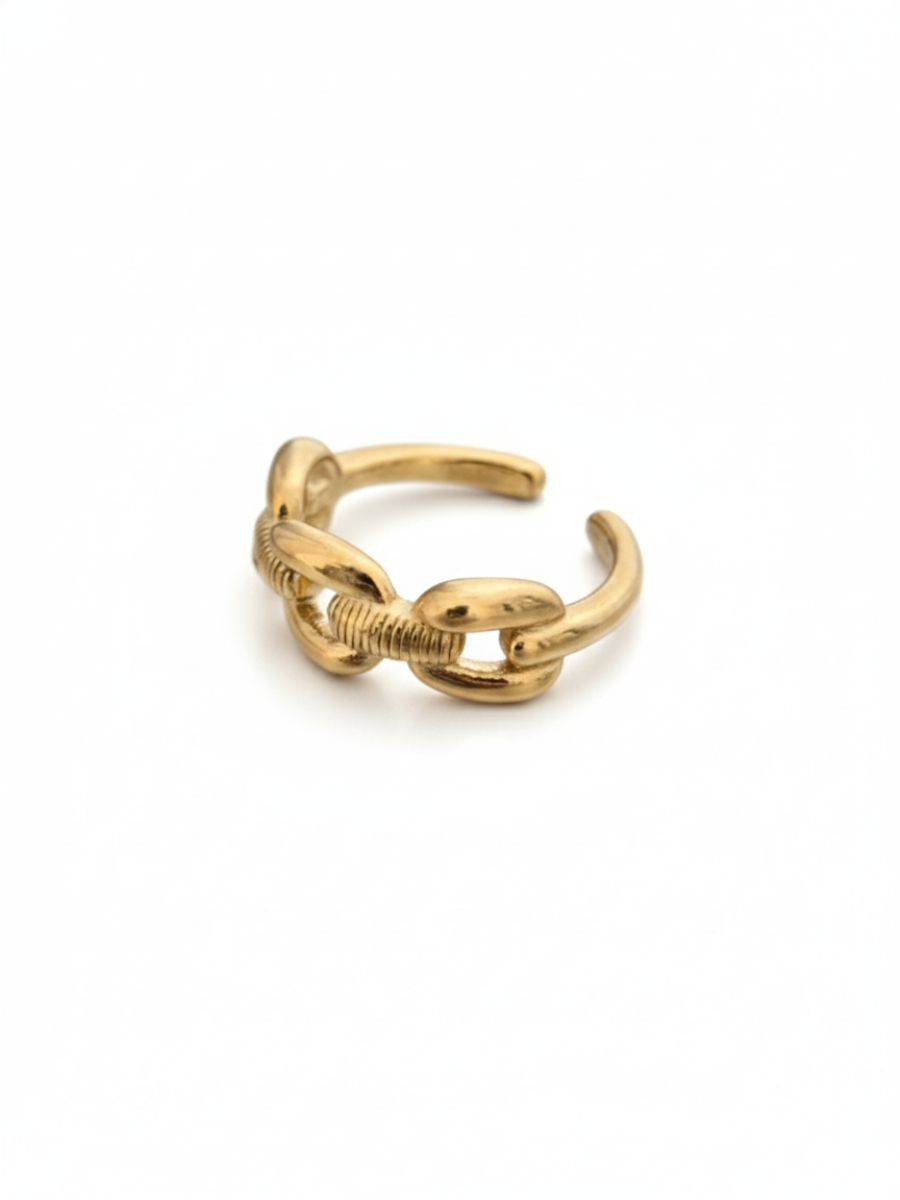 Chunky Adjustable Rose Gold Chain Linked Style Finger Ring