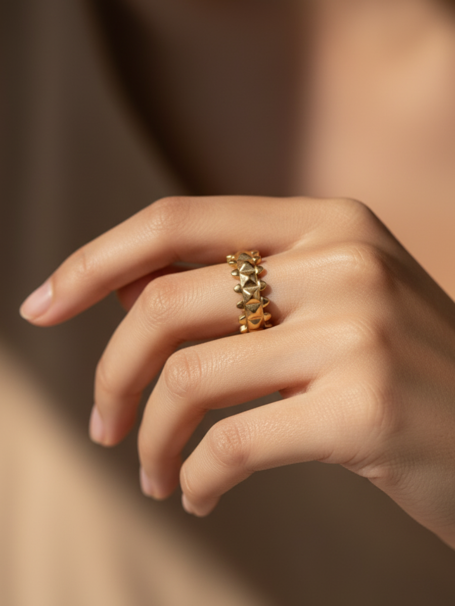 Chunky Adjustable Rose Gold Plated Textured Ring