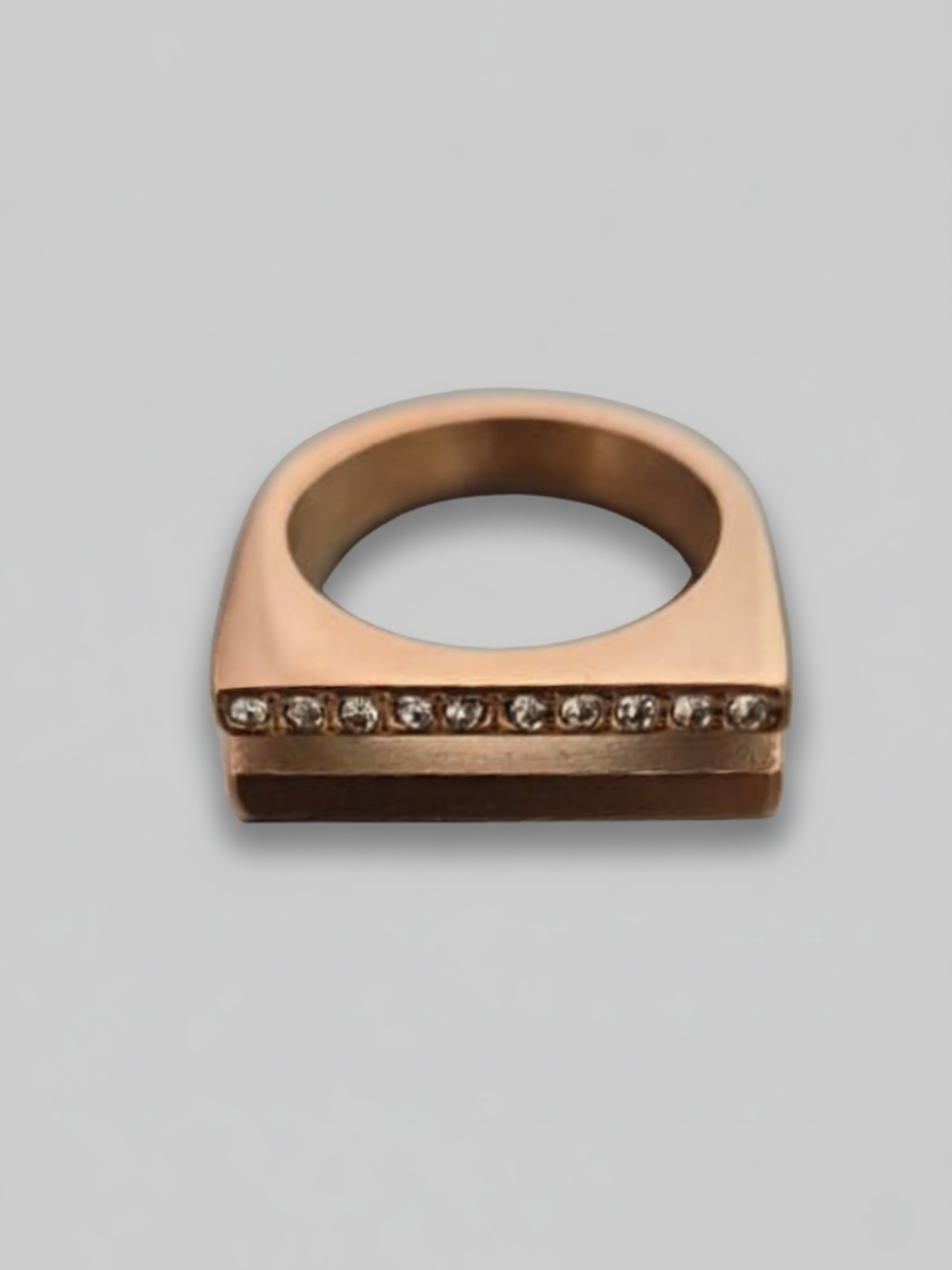 Designer Rose Gold Diamond Double Line Ring