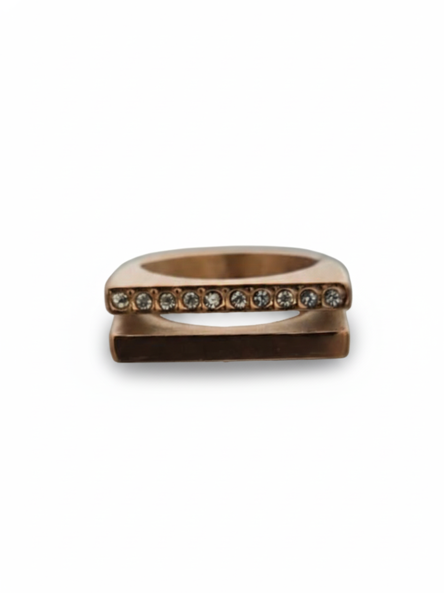 Designer Rose Gold Diamond Double Line Ring