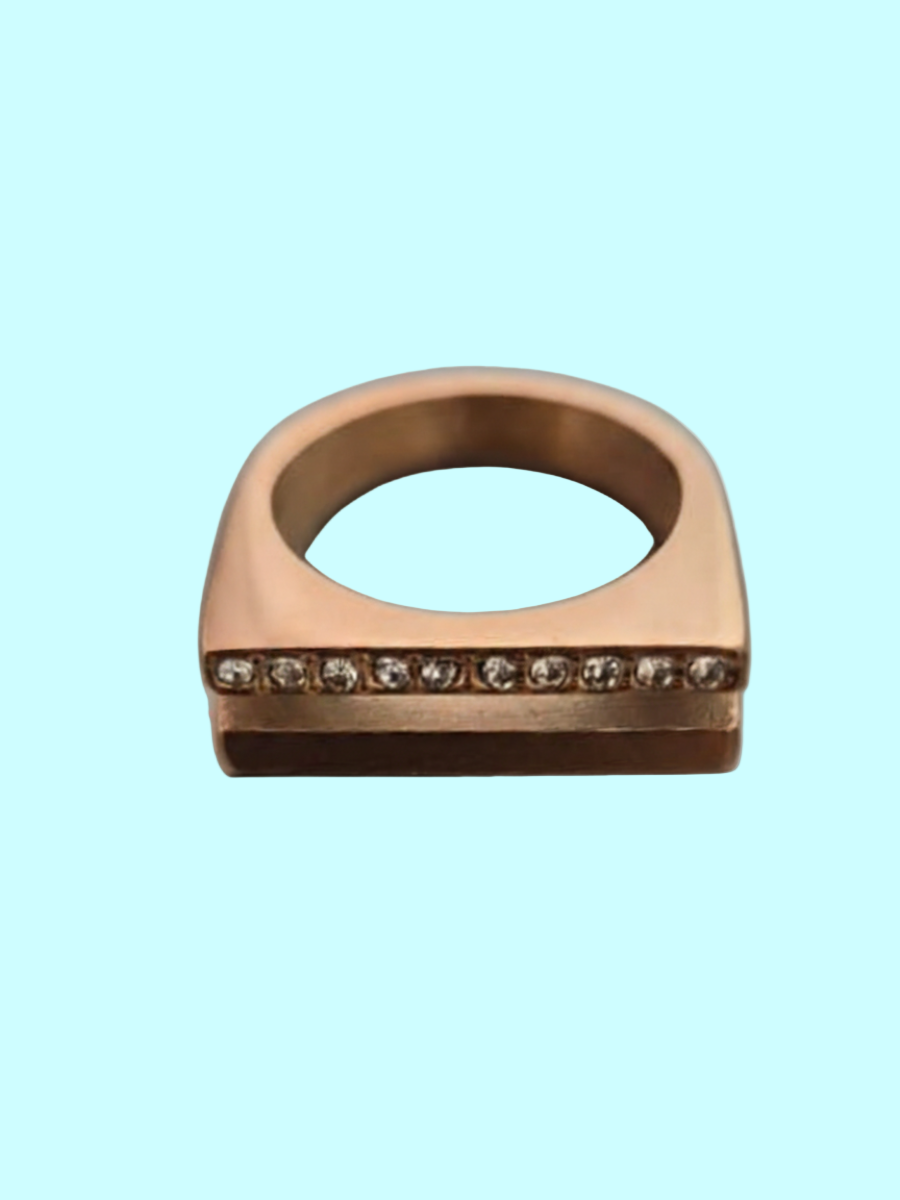 Designer Rose Gold Diamond Double Line Ring