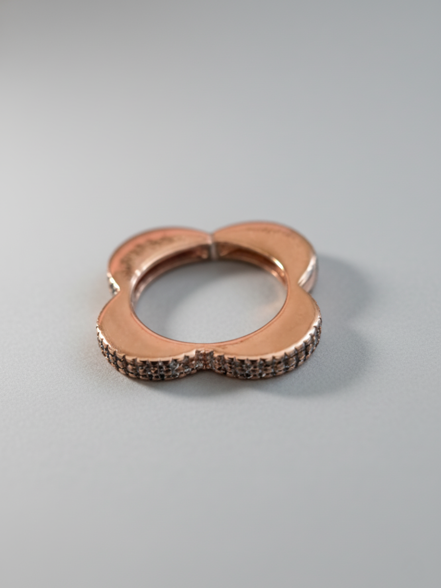 Flower Shaped Rose Gold Adjustable Diamond Ring