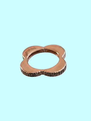 Flower Shaped Rose Gold Adjustable Diamond Ring