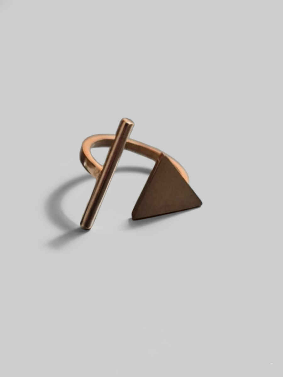 Geometric Arc and Angle Rose Gold Minimal Ring
