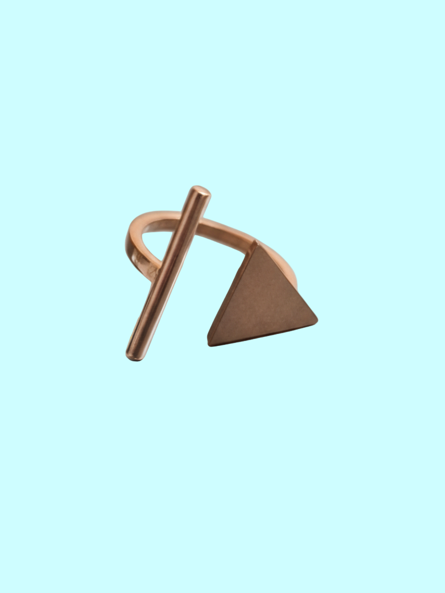 Geometric Arc and Angle Rose Gold Minimal Ring