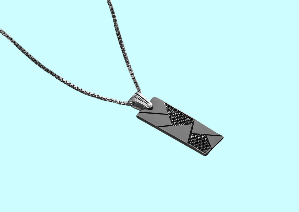 Geometric Obsidian Dog Tag