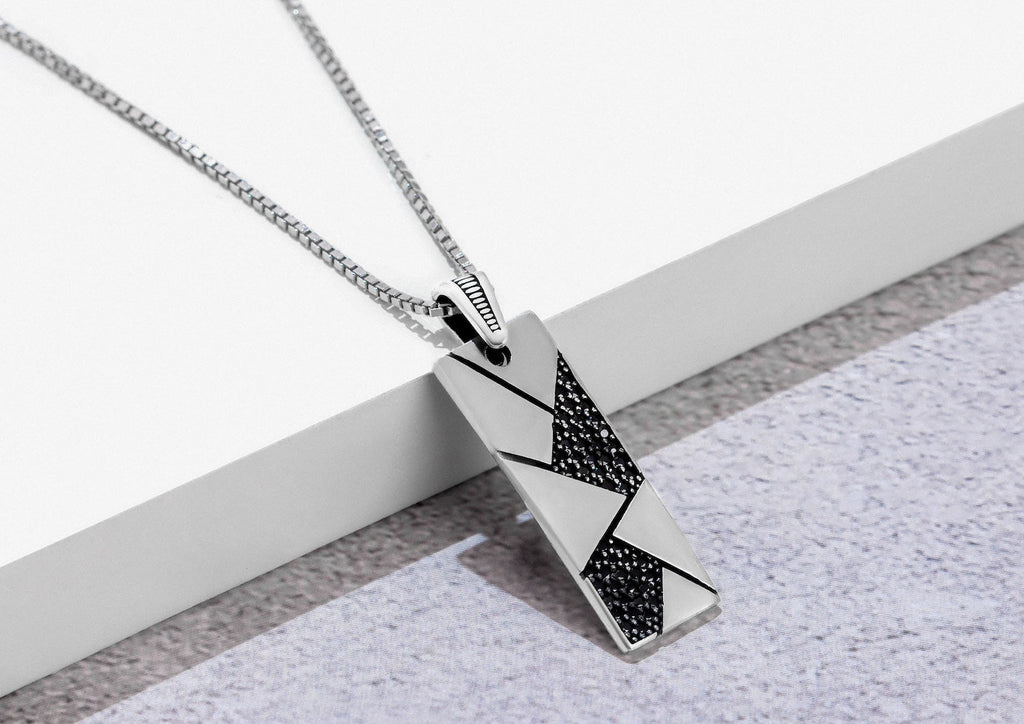 Geometric Obsidian Dog Tag