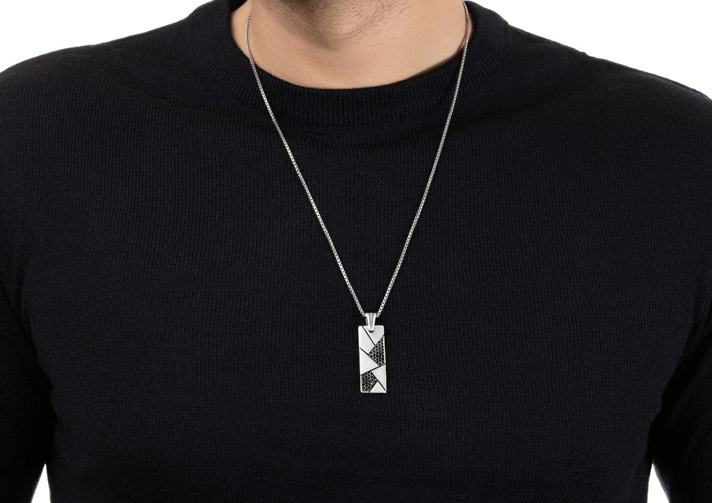 Geometric Obsidian Dog Tag