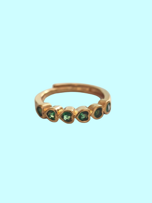 Heart Shaped Green Stone Gold Minimal Ring