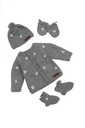 Tiny White Heart Sweater Set – Grey
