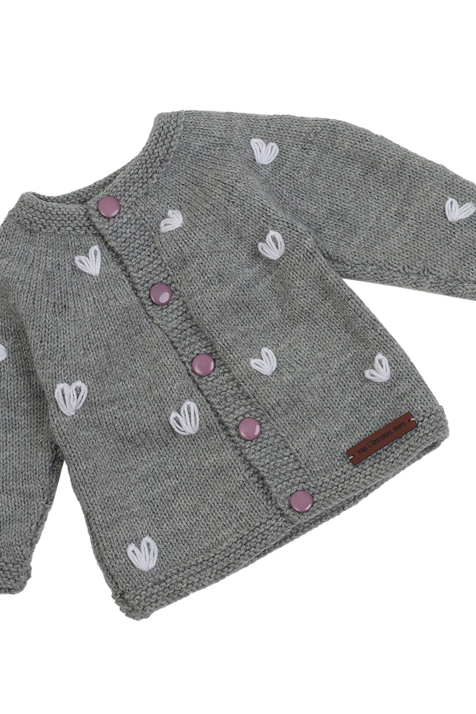 Tiny White Heart Sweater Set – Grey