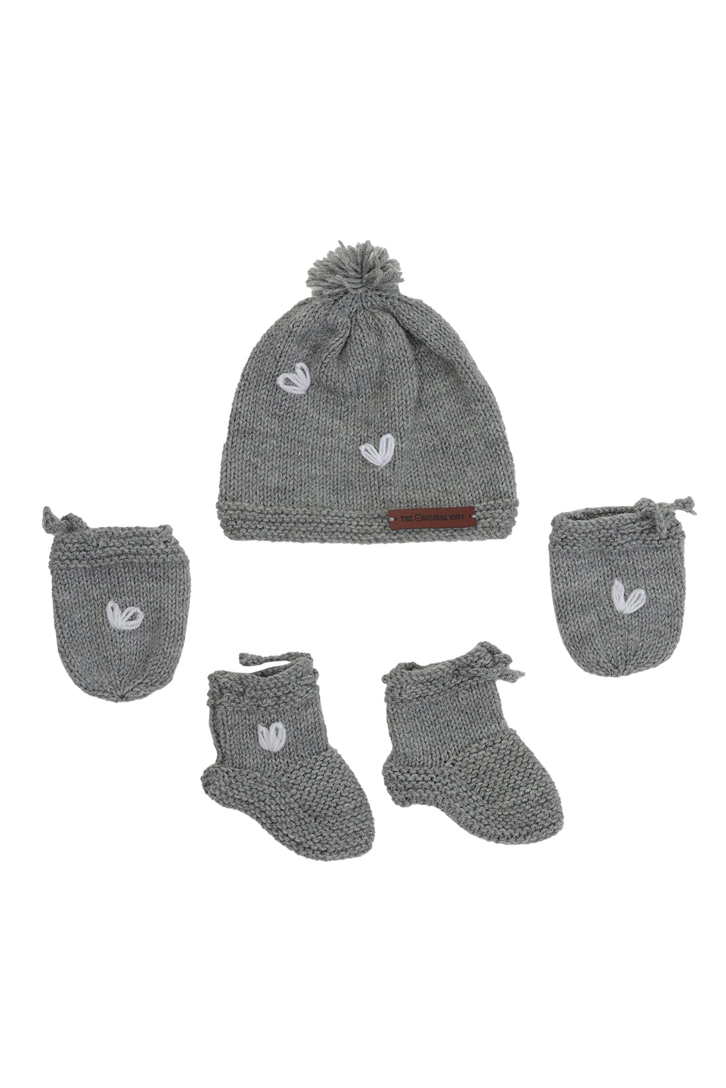 Tiny White Heart Sweater Set – Grey