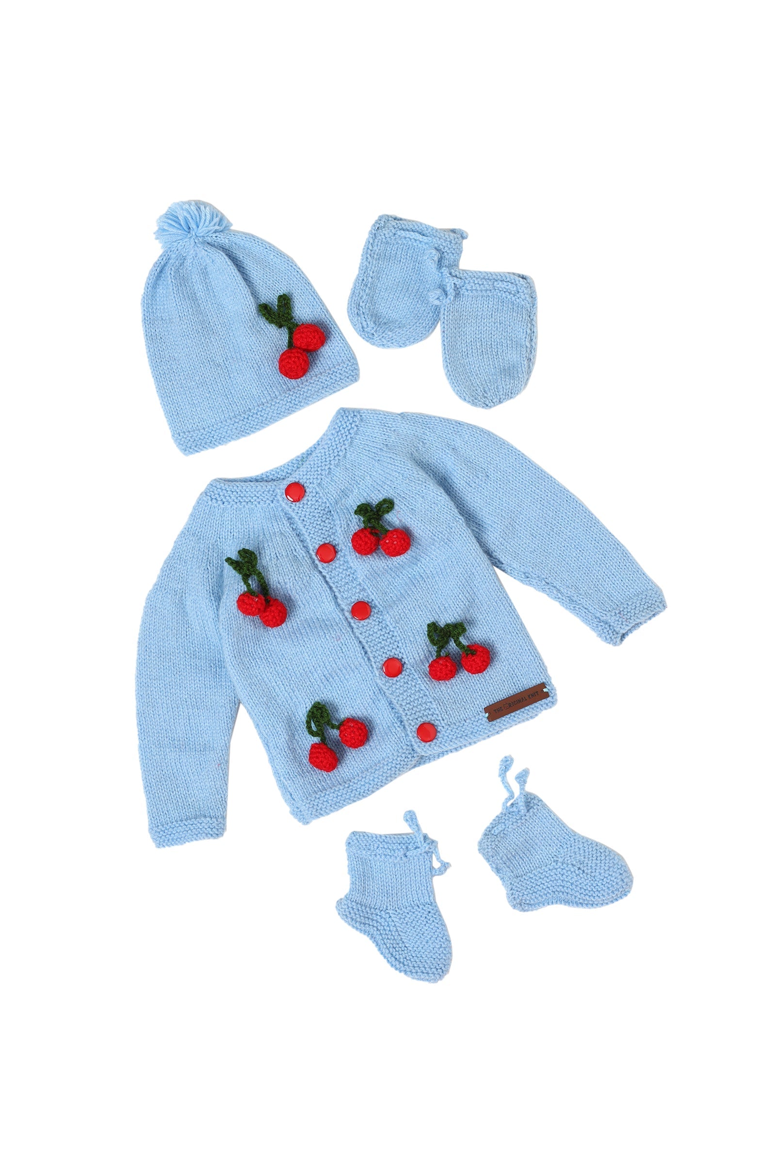 Cherries on Top Sweater Set- Ice Blue