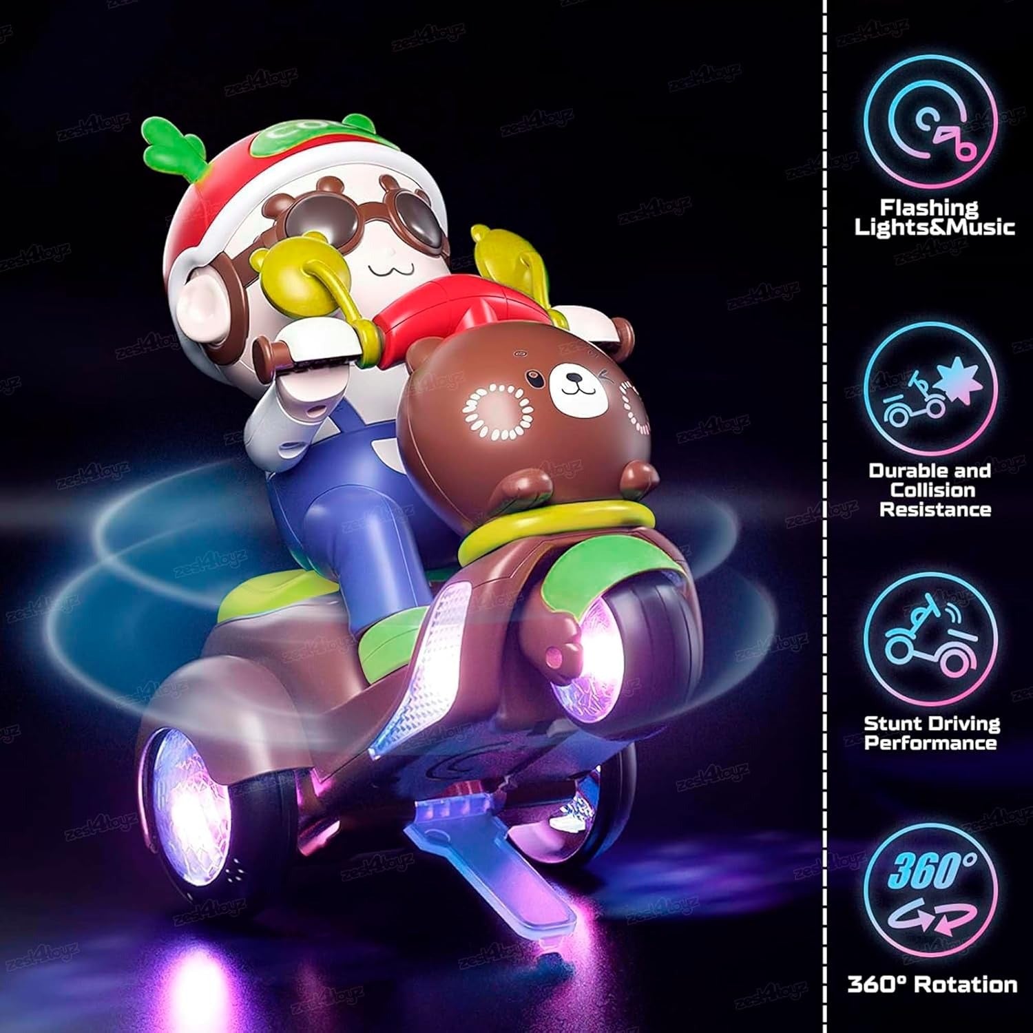 360 Degree Rotating Battery Operated Stunt Tricycle