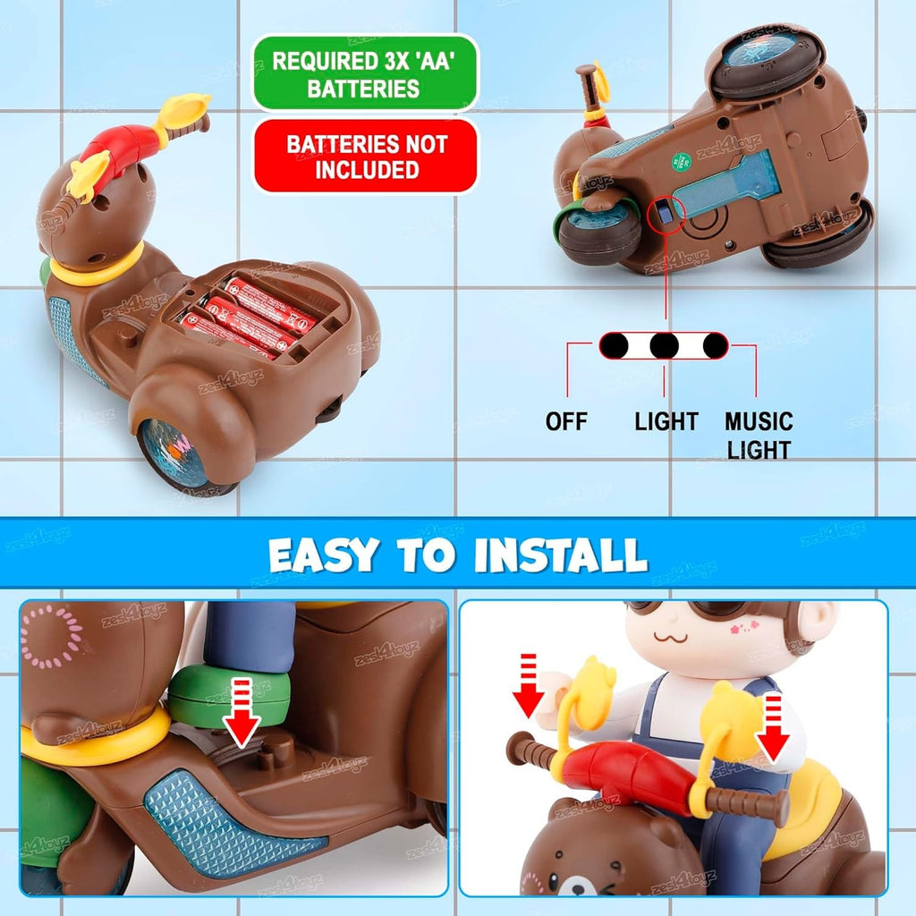 360 Degree Rotating Battery Operated Stunt Tricycle