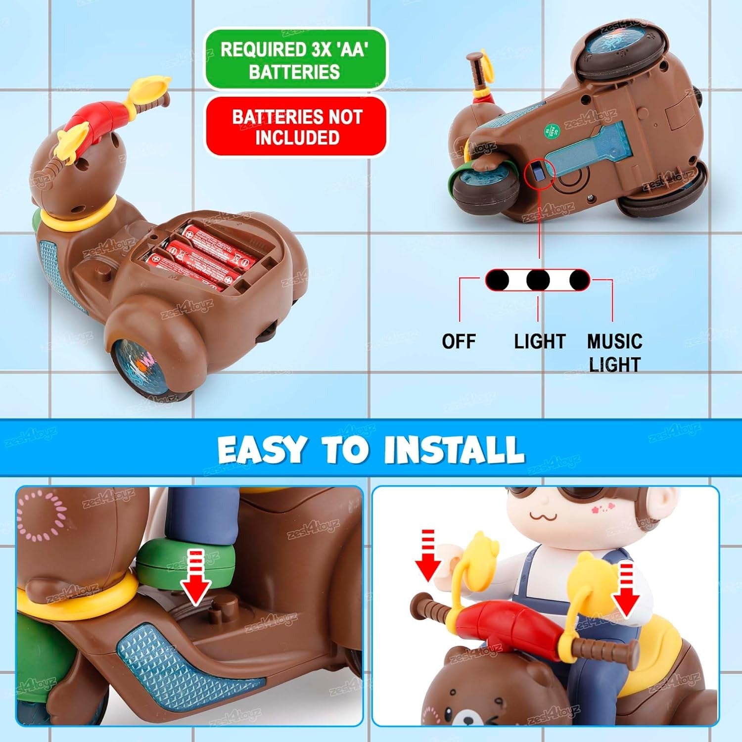 360 Degree Rotating Battery Operated Stunt Tricycle